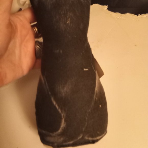 Fiddler's Elbow Black and Gray Handpainted fabric door stop small cat - Picture 4 of 5